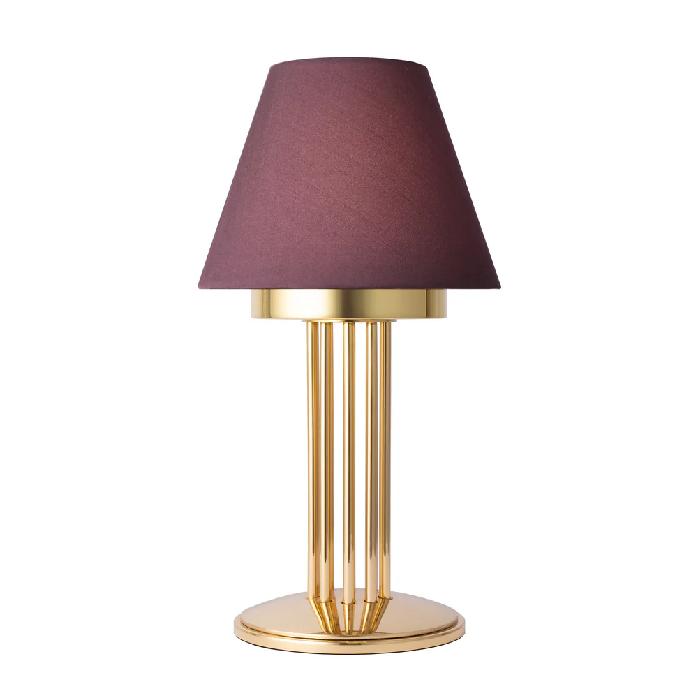 Northern Light - Inari Rechargeable Table Lamp - Polished Brass Finish - 7" Candle Prune Shade