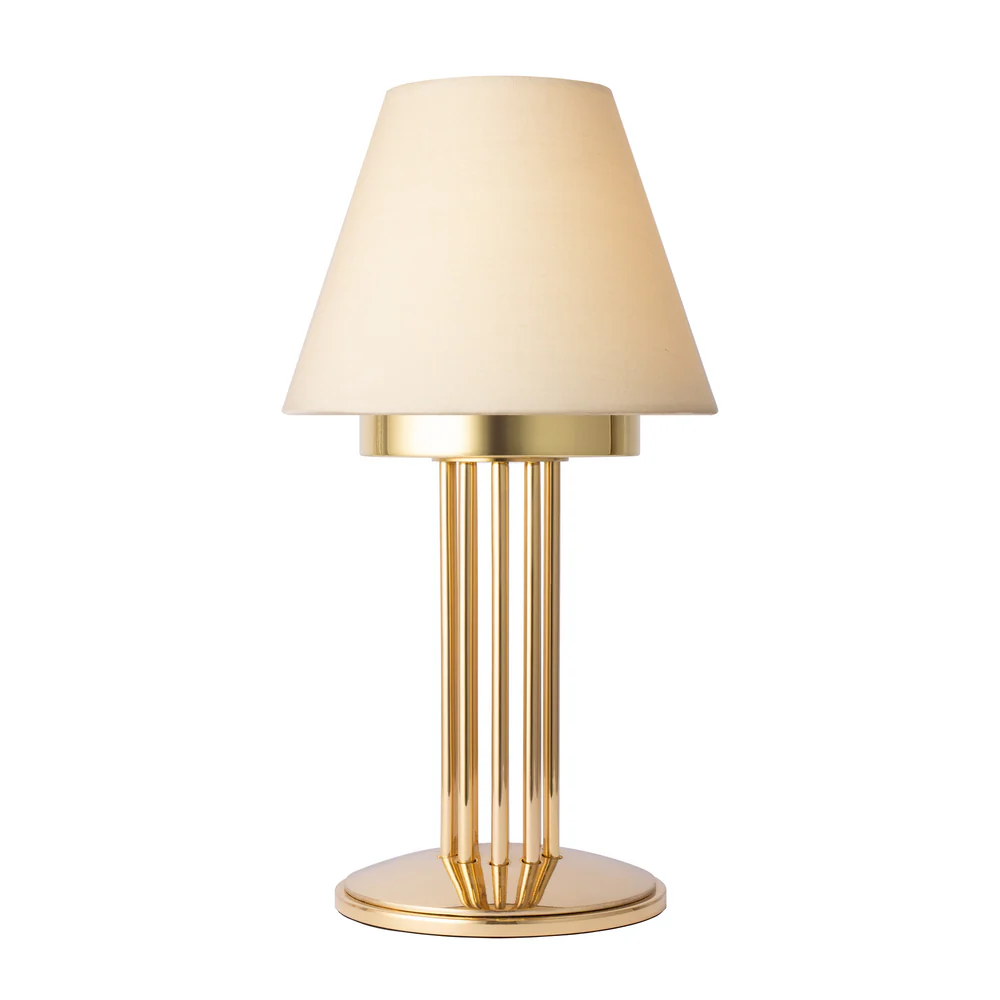 Northern Light - Inari Rechargeable Table Lamp - Polished Brass Finish - 7" Candle Feather Shade