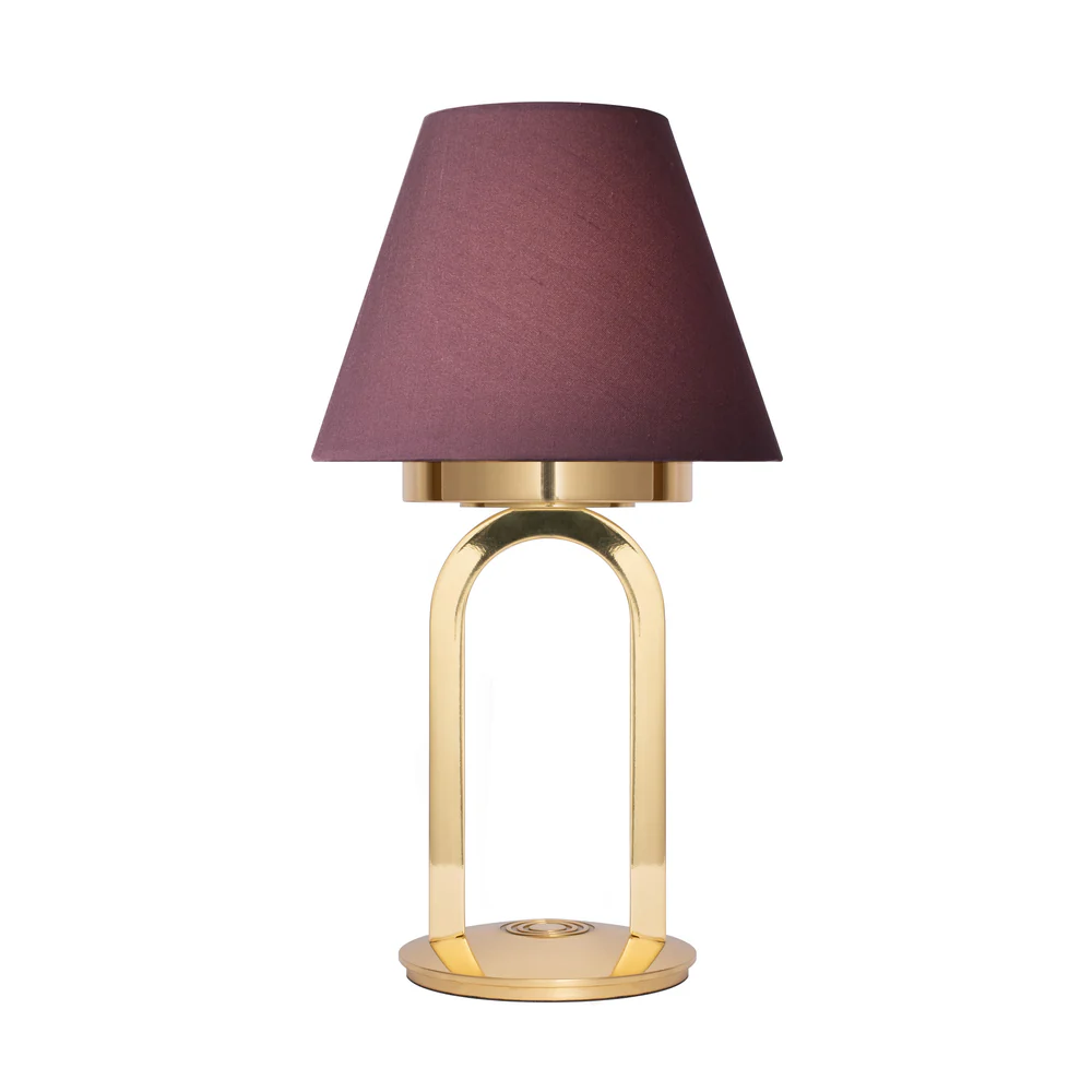 Northern Light - Karin Rechargeable Table Lamp - Polished Brass Finish - 6" Candle Prune Shade