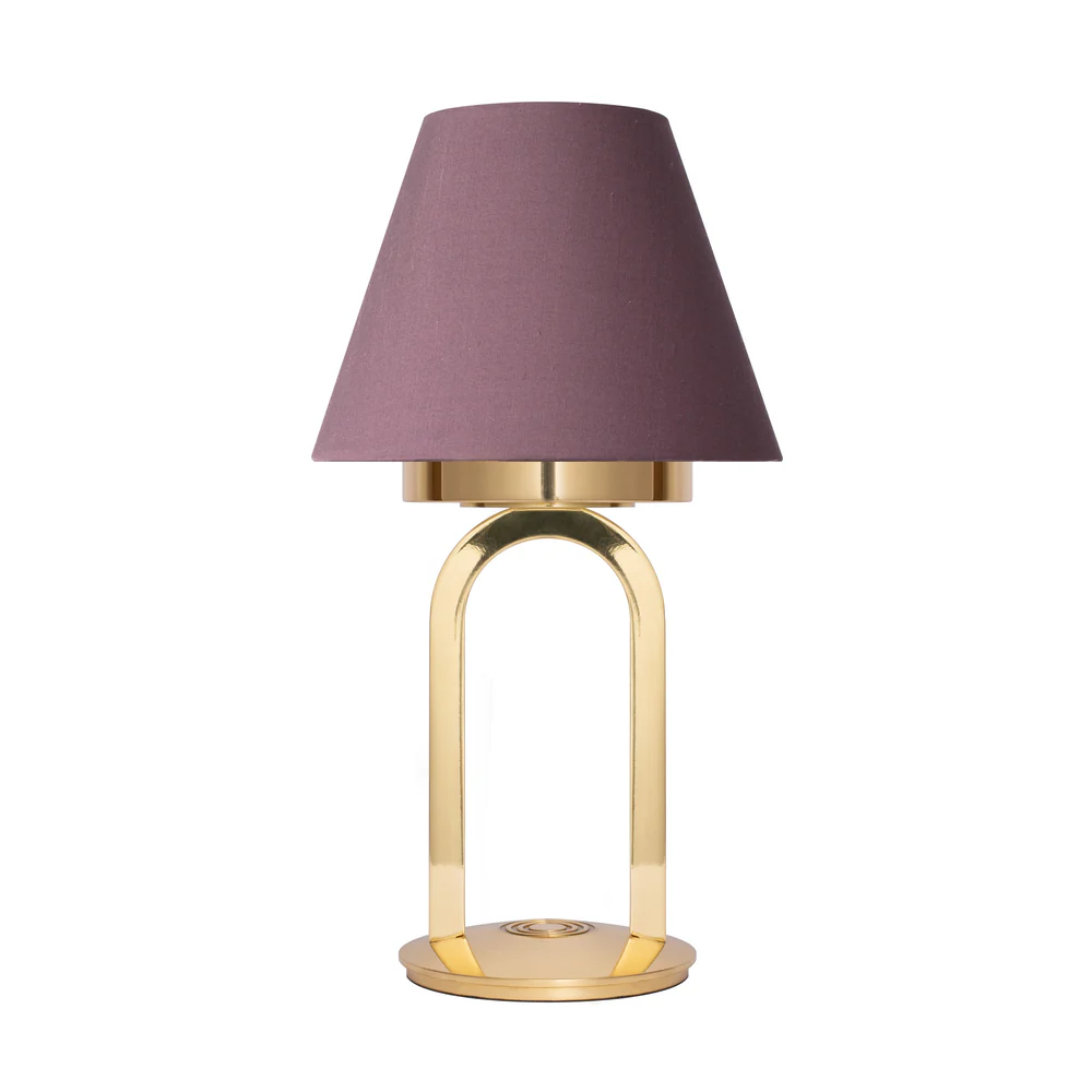 Northern Light - Karin Rechargeable Table Lamp - Polished Brass Finish - 7" Candle Prune Shade