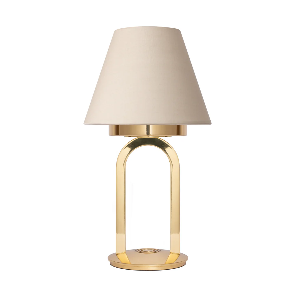 Northern Light - Karin Rechargeable Table Lamp - Polished Brass Finish - 7" Candle Feather Shade