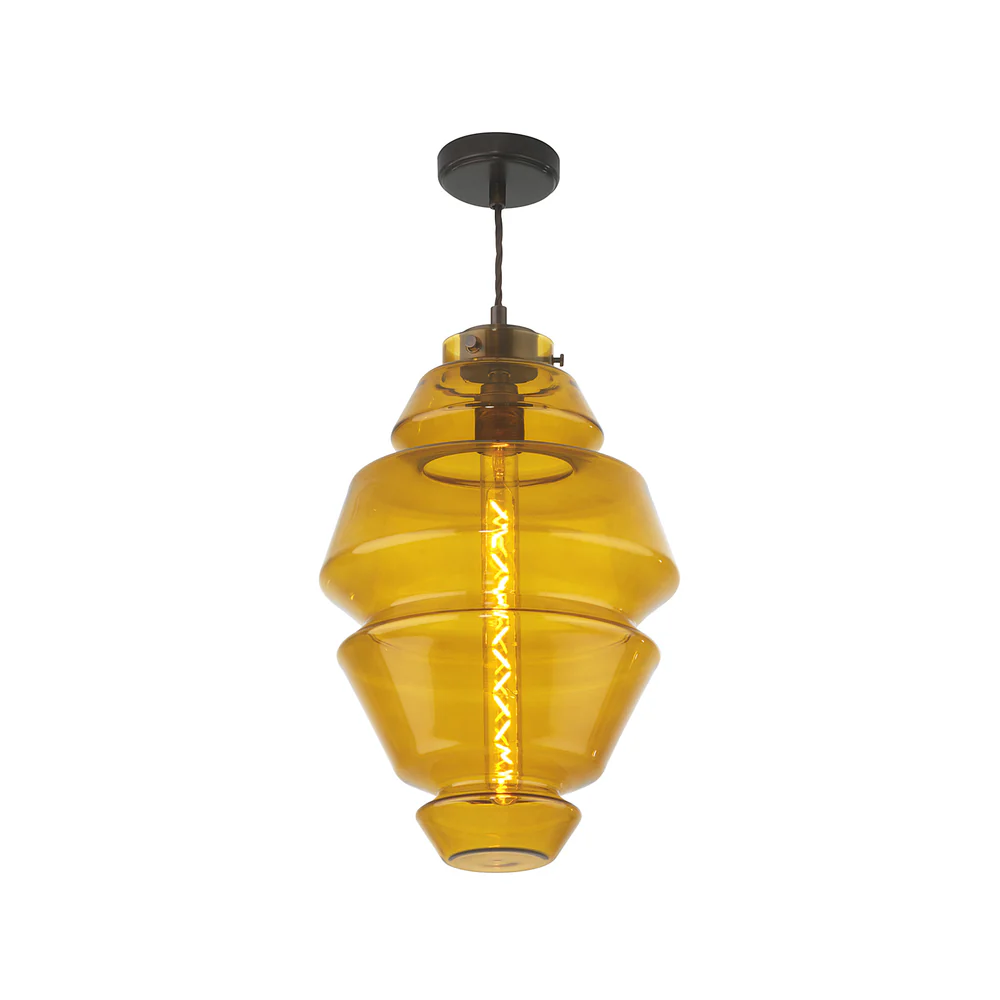 Northern Light - Otto Pendant Ceiling Lights - Amber Oiled Bronze Finish - Amber Glass Shade