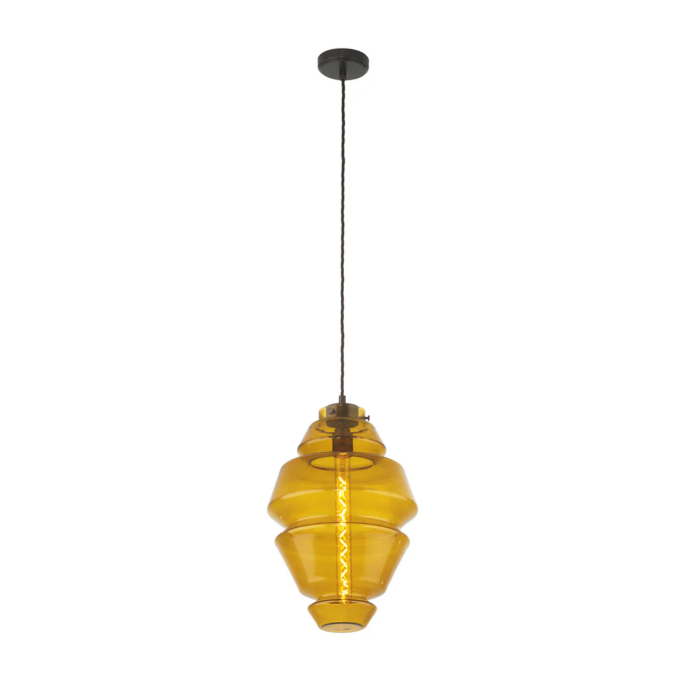 Northern Light - Otto Pendant Ceiling Lights - Amber Oiled Bronze Finish - Amber Glass Shade