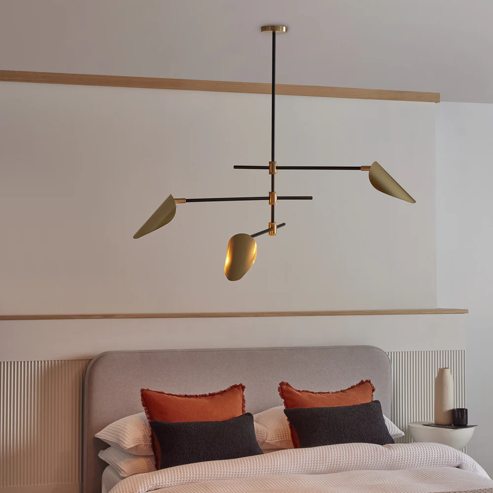 Northern Light - Axl 3 light Pendant Ceiling Lights - Brushed Brass Matt Black Finish