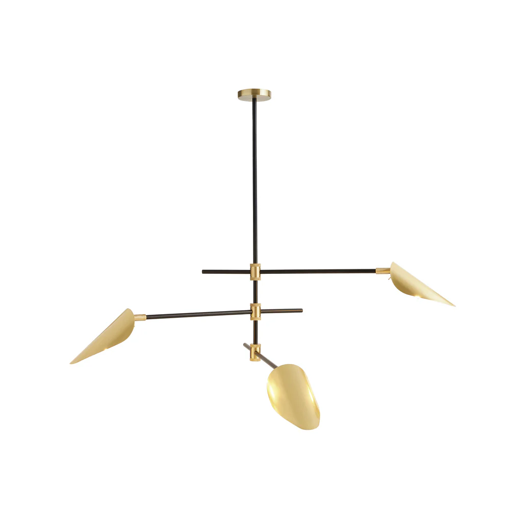 Northern Light - Axl 3 light Pendant Ceiling Lights - Brushed Brass Matt Black Finish