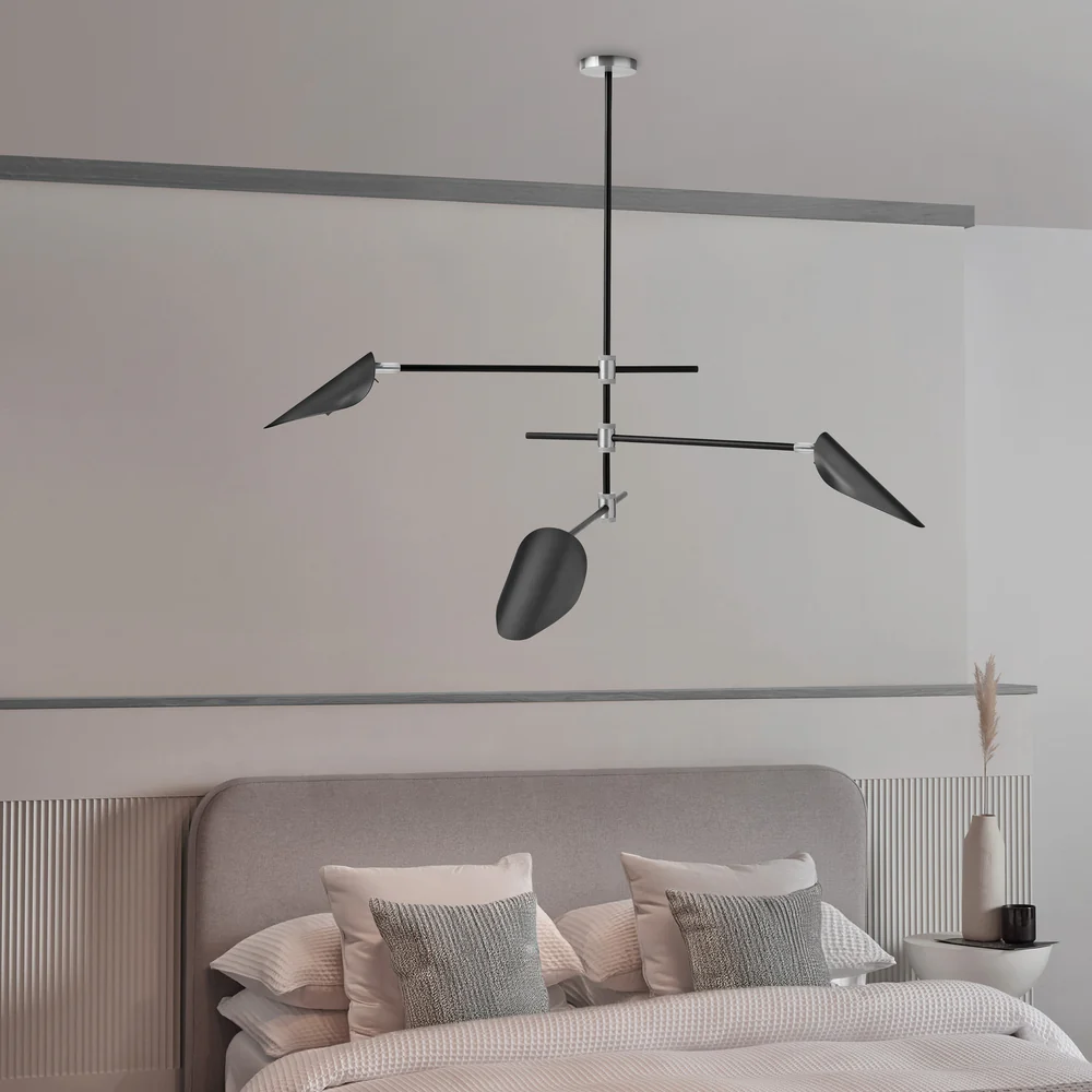 Northern Light - Axl 3 light Pendant Ceiling Lights - Brushed Stainless Steel Matt Black Finish