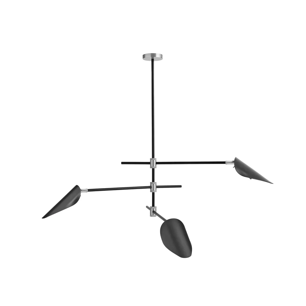 Northern Light - Axl 3 light Pendant Ceiling Lights - Brushed Stainless Steel Matt Black Finish