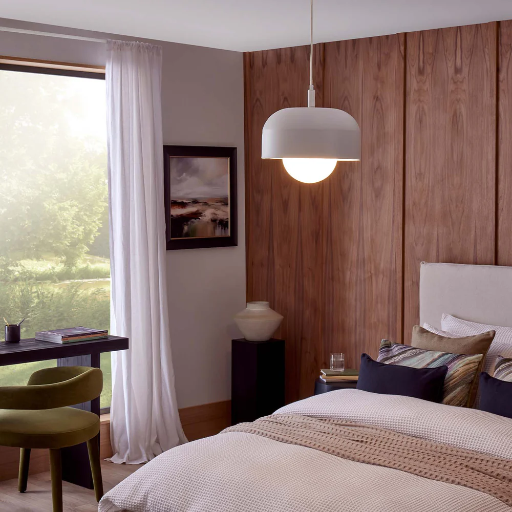 Northern Light - Bourbon Opal Pendant Ceiling Lights - White Finish - Matt Opal Glass Globe Ø200 mm Shade