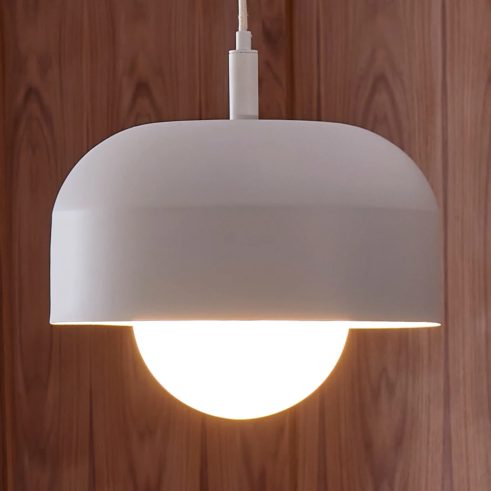 Northern Light - Bourbon Opal Pendant Ceiling Lights - White Finish - Matt Opal Glass Globe Ø200 mm Shade