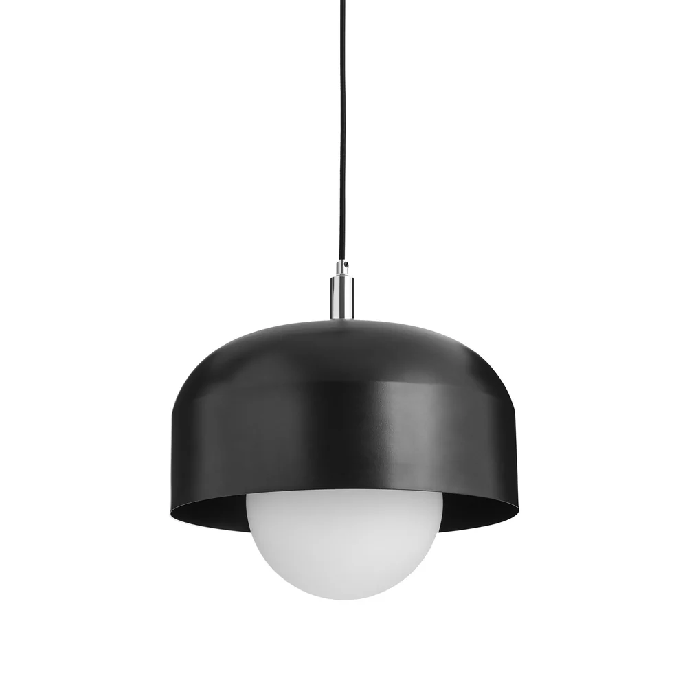 Northern Light - Bourbon Opal Pendant Ceiling Lights - Polished Stainless Steel Matt Black Finish - Matt Opal Glass Globe Ø200 mm Shade