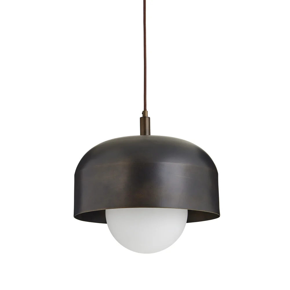 Northern Light - Bourbon Opal Pendant Ceiling Lights - Brass Dark Finish - Matt Opal Glass Globe Ø200 mm Shade