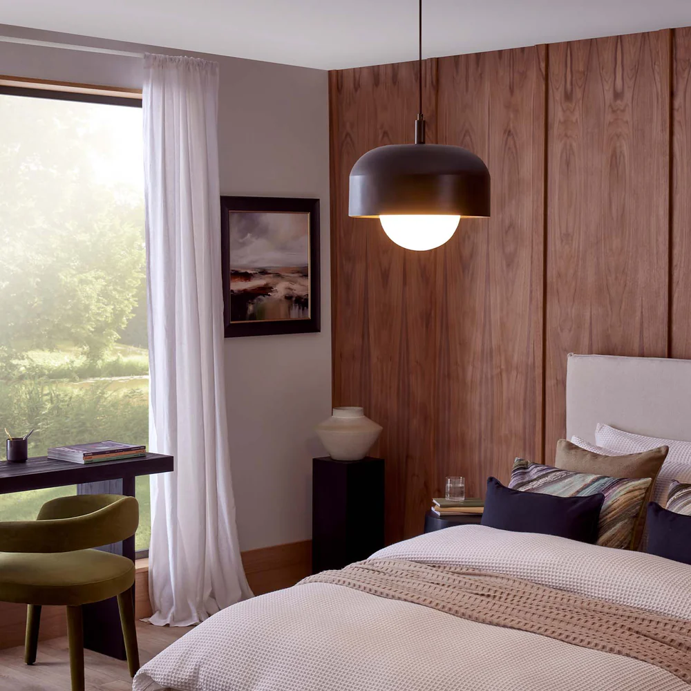 Northern Light - Bourbon Opal Pendant Ceiling Lights - Brass Dark Finish - Matt Opal Glass Globe Ø200 mm Shade