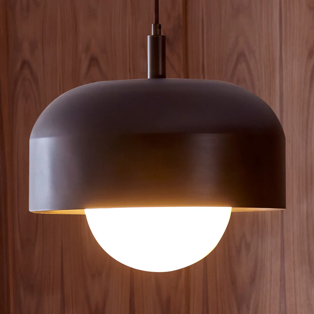Northern Light - Bourbon Opal Pendant Ceiling Lights - Brass Dark Finish - Matt Opal Glass Globe Ø200 mm Shade