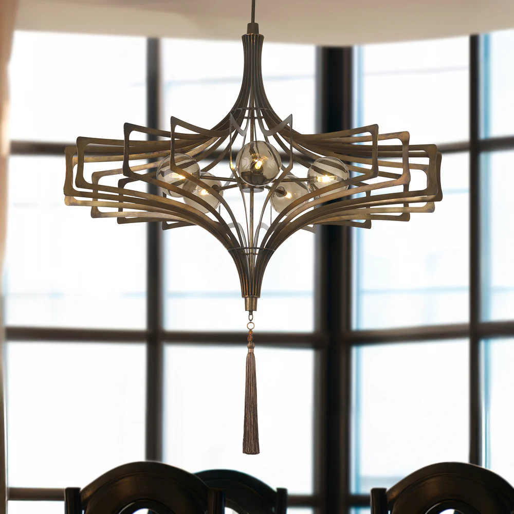 Northern Light - Aurelia Chandelier Tassel Ceiling Lights - Patinated Gold Finish