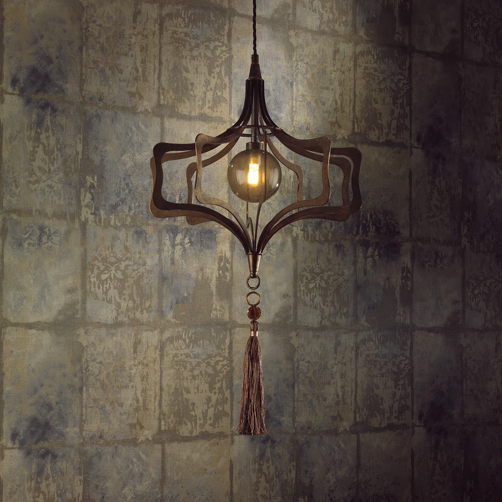 Northern Light - Aurelia Pendant Tassel Ceiling Lights - Patinated Gold Finish