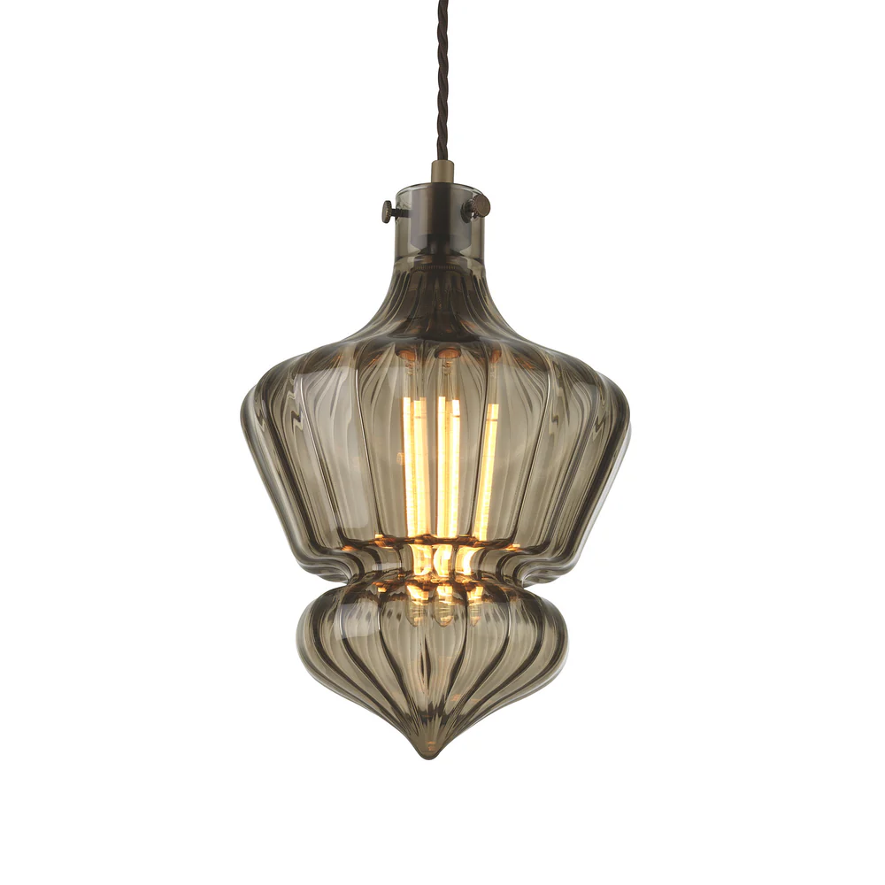 Northern Light - Milo Pendant Ceiling Lights - Smoke Oiled Bronze Finish - Smoke Glass Shade