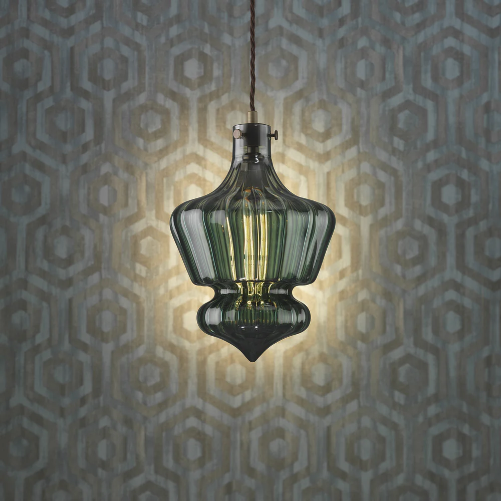 Northern Light - Milo Pendant Ceiling Lights - Anthracite Oiled Bronze Finish - Anthracite Veridian Glass Shade