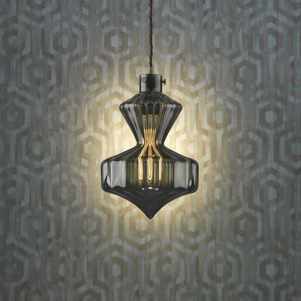 Northern Light - Viola Pendant Ceiling Lights - Anthracite Oiled Bronze Finish - Anthracite Glass Shade