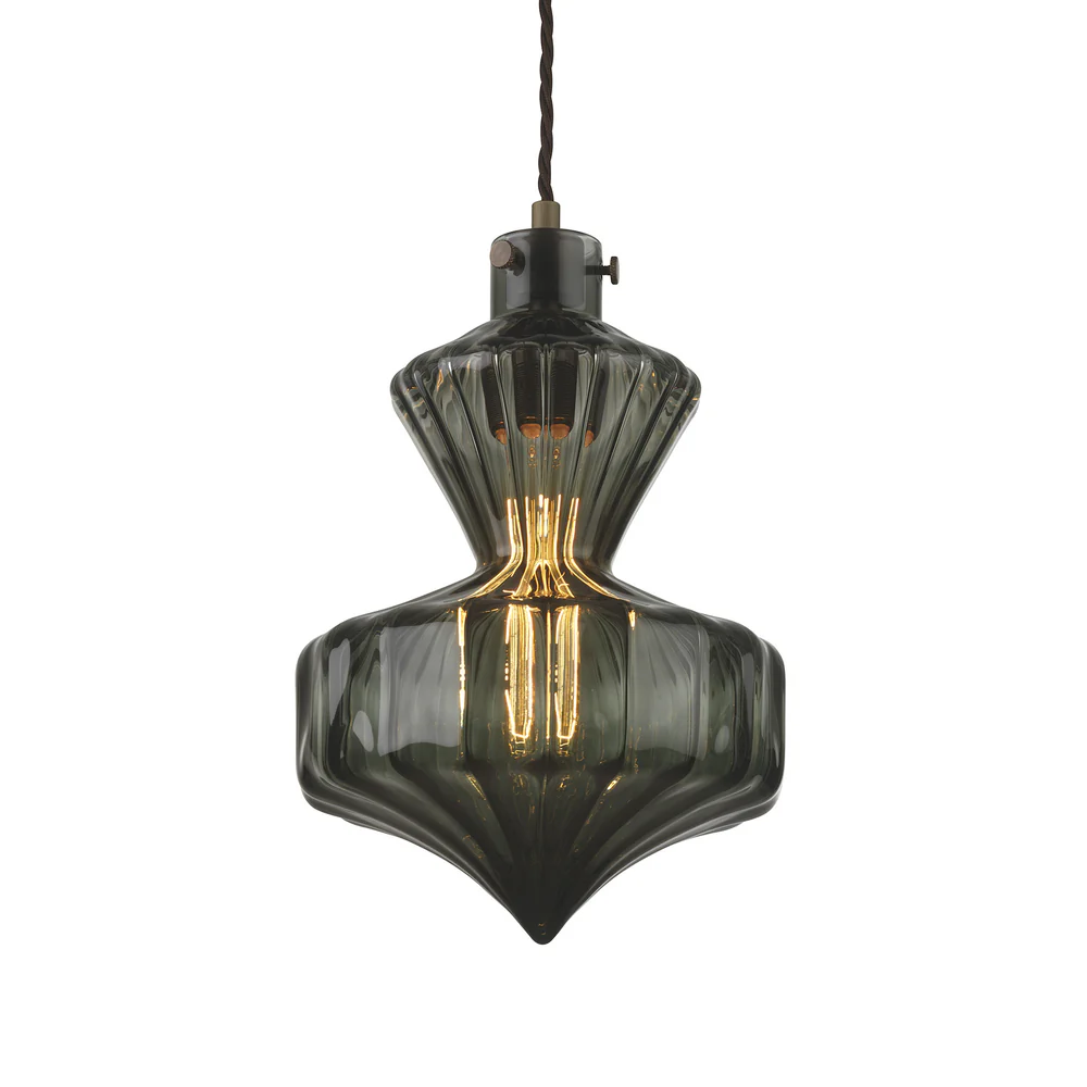 Northern Light - Viola Pendant Ceiling Lights - Anthracite Oiled Bronze Finish - Anthracite Glass Shade