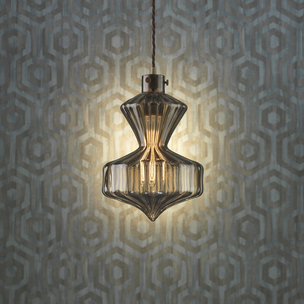 Northern Light - Viola Pendant Ceiling Lights - Smoke Oiled Bronze Finish - Smoke Glass Shade