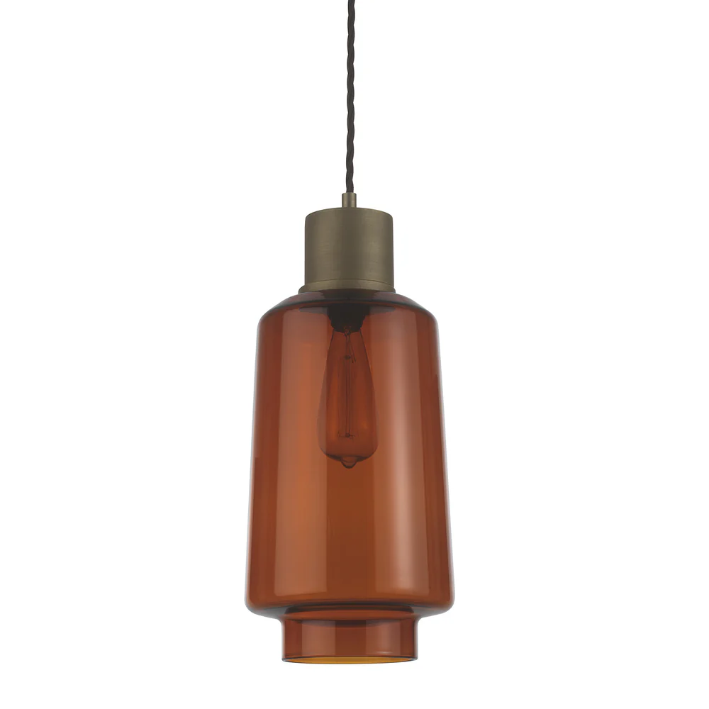 Northern Light - Levitt Pendant Ceiling Lights - Amber Brass Medium Finish - Amber Shade
