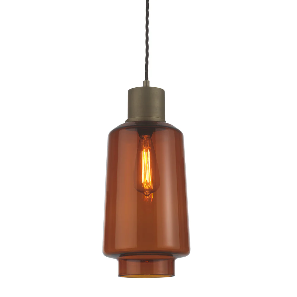 Northern Light - Levitt Pendant Ceiling Lights - Amber Brass Medium Finish - Amber Shade