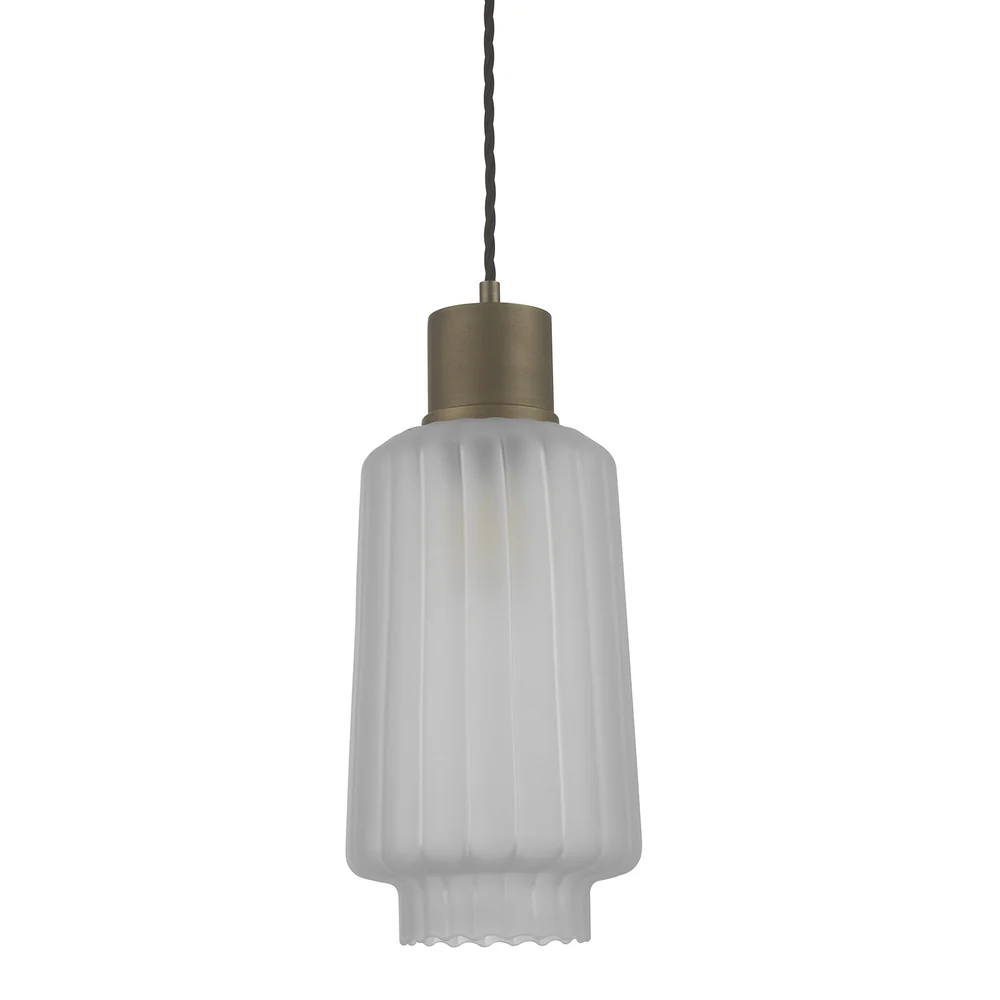 Northern Light - Levitt Pendant Ceiling Lights - Frosted Reeded Brass Medium Finish - Frosted Reeded Shade