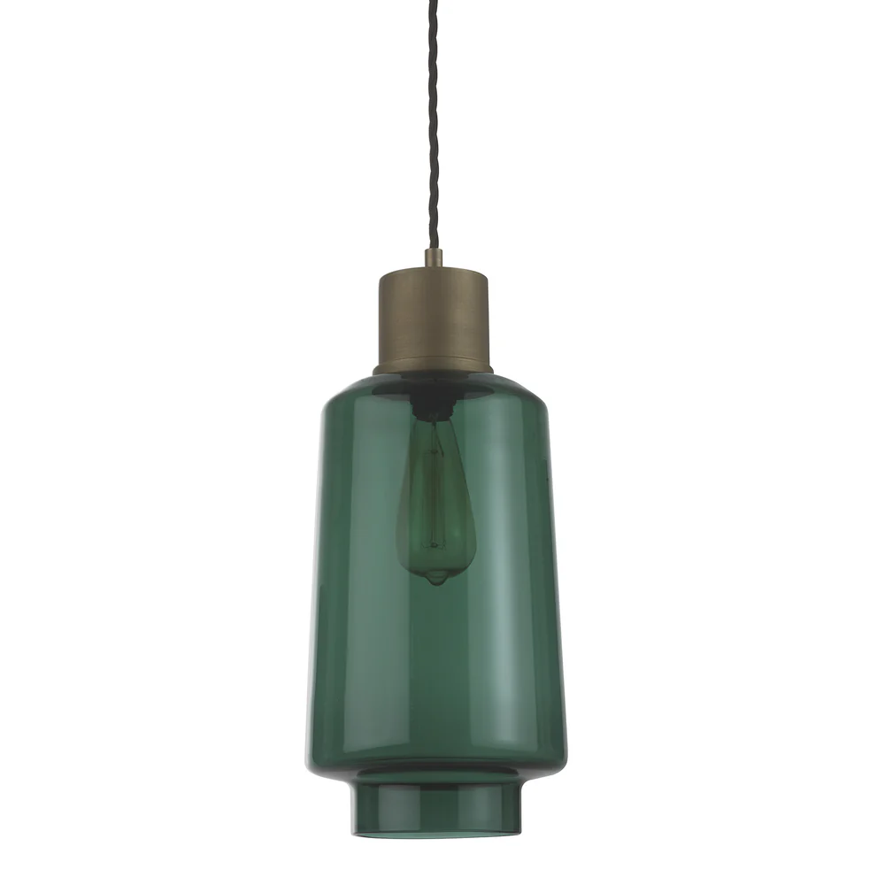 Northern Light - Levitt Pendant Ceiling Lights - Teal Brass Medium Finish - Teal Shade
