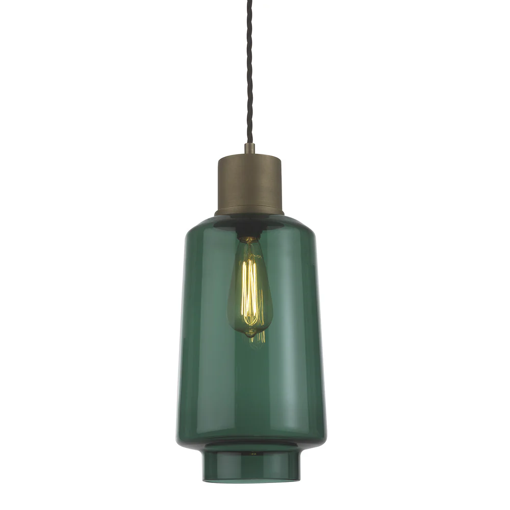 Northern Light - Levitt Pendant Ceiling Lights - Teal Brass Medium Finish - Teal Shade