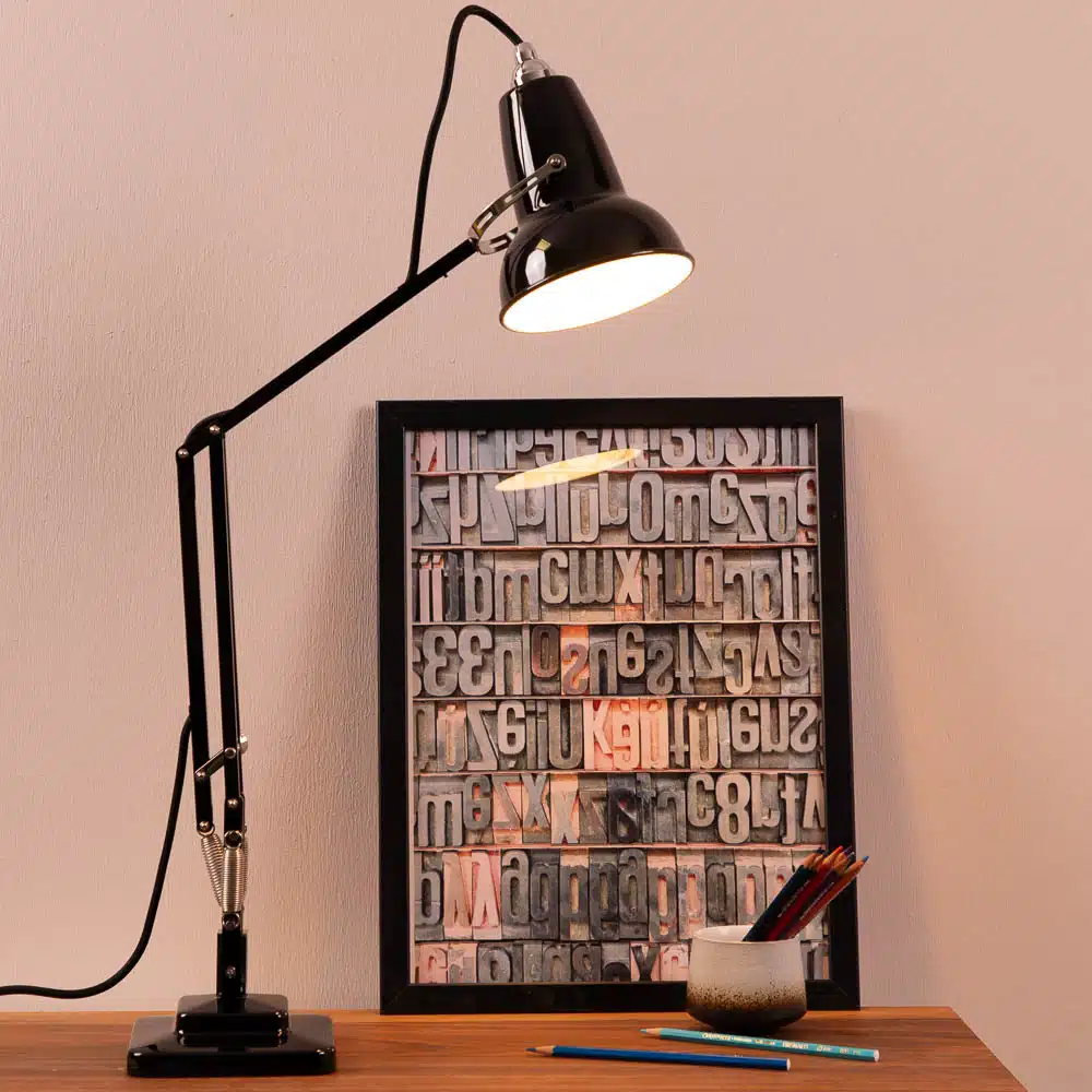 Anglepoise Light - Original 1227 Mini Desk Lamp Jet Black - Jet Black Finish - Aluminium Arms and Steel Shade