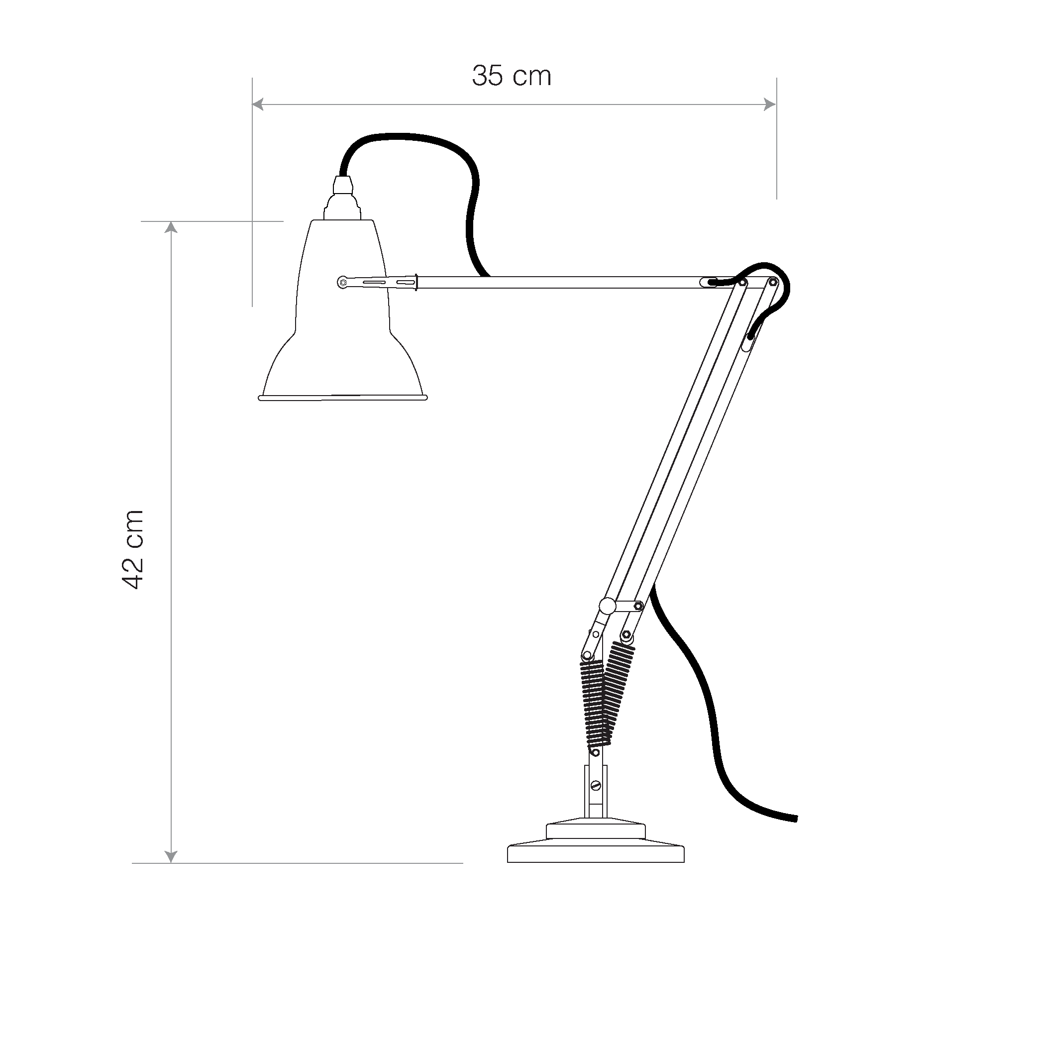 Anglepoise Light - Original 1227 Mini Desk Lamp Jet Black - Jet Black Finish - Aluminium Arms and Steel Shade