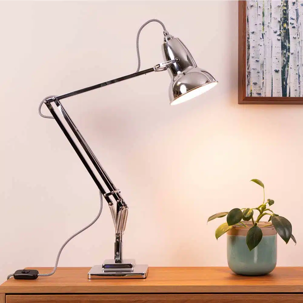 Anglepoise Light - Original 1227 Desk Lamp Bright Chrome - Bright Chrome Finish - Arms and Aluminium Shade