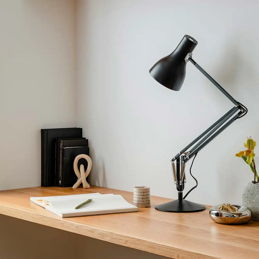 Anglepoise Light - Type 75 Desk Lamp Jet Black - Jet Black Finish - Aluminium Shade