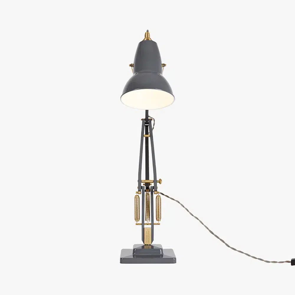 Anglepoise Light - Original 1227 Brass Desk Lamp Elephant Grey - Elephant Grey Finish - Aluminium Shade