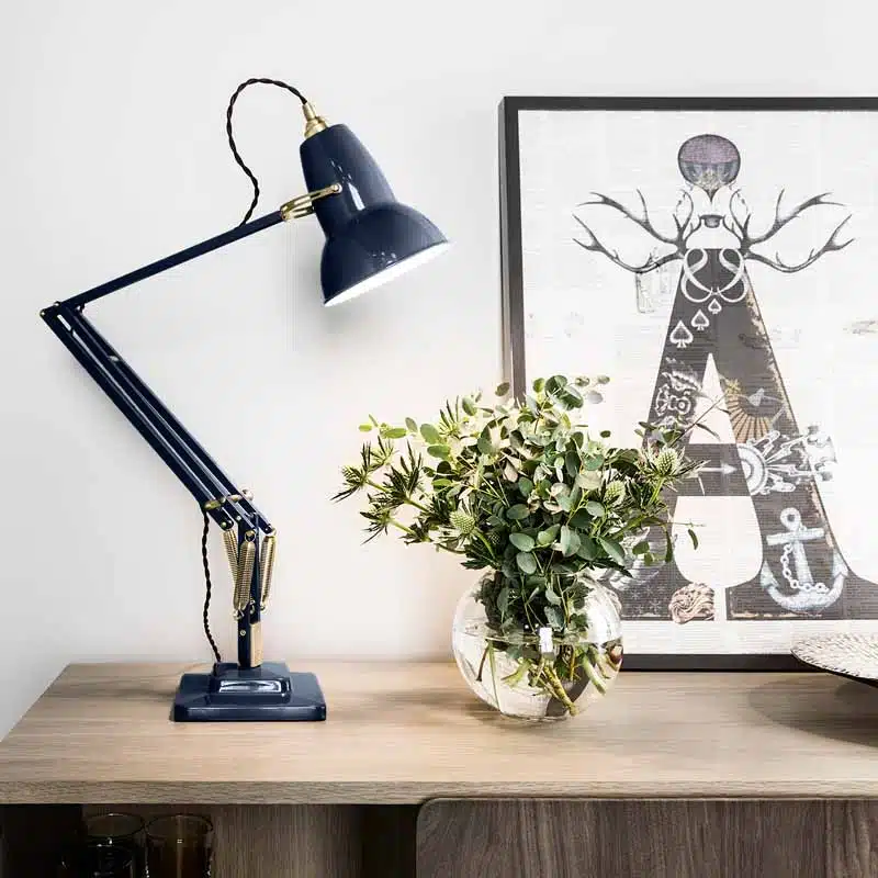 Anglepoise Light - Original 1227 Brass Desk Lamp Ink Blue - Ink Blue Finish - Aluminium Shade