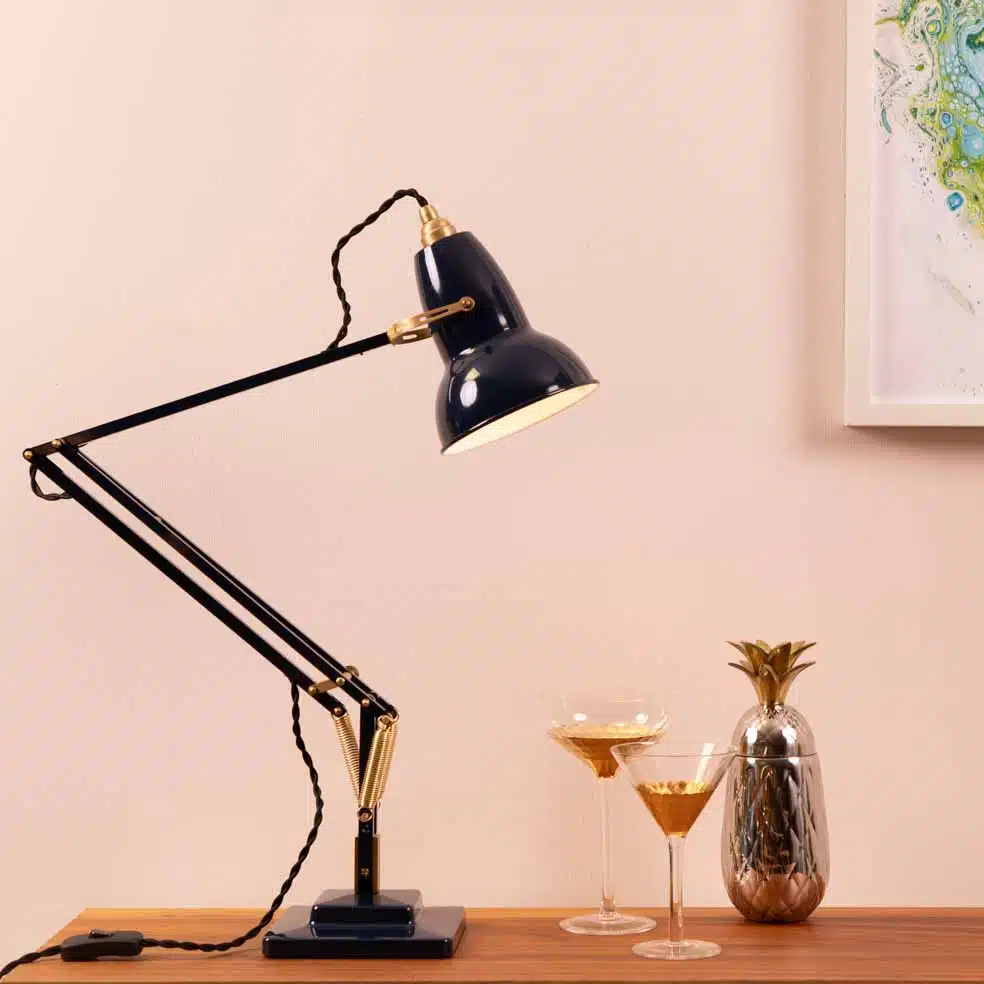 Anglepoise Light - Original 1227 Brass Desk Lamp Ink Blue - Ink Blue Finish - Aluminium Shade