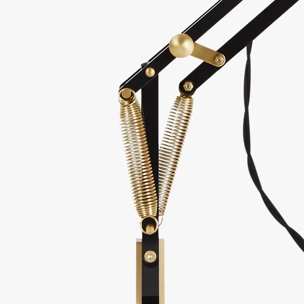 Anglepoise Light - Original 1227 Brass Desk Lamp Jet Black - Jet Black Finish - Aluminium Shade