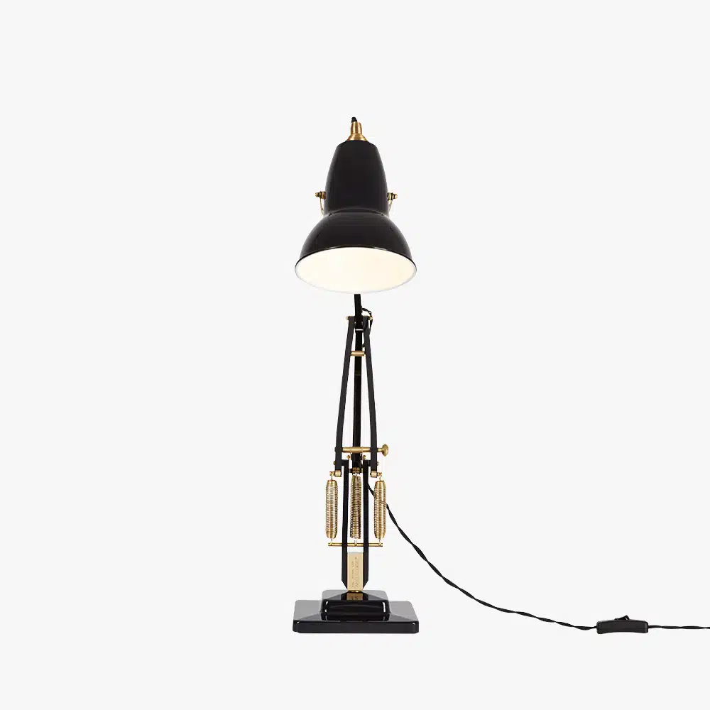 Anglepoise Light - Original 1227 Brass Desk Lamp Jet Black - Jet Black Finish - Aluminium Shade