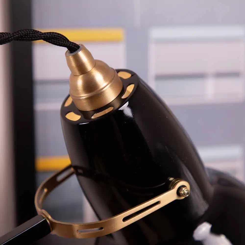 Anglepoise Light - Original 1227 Brass Desk Lamp Jet Black - Jet Black Finish - Aluminium Shade