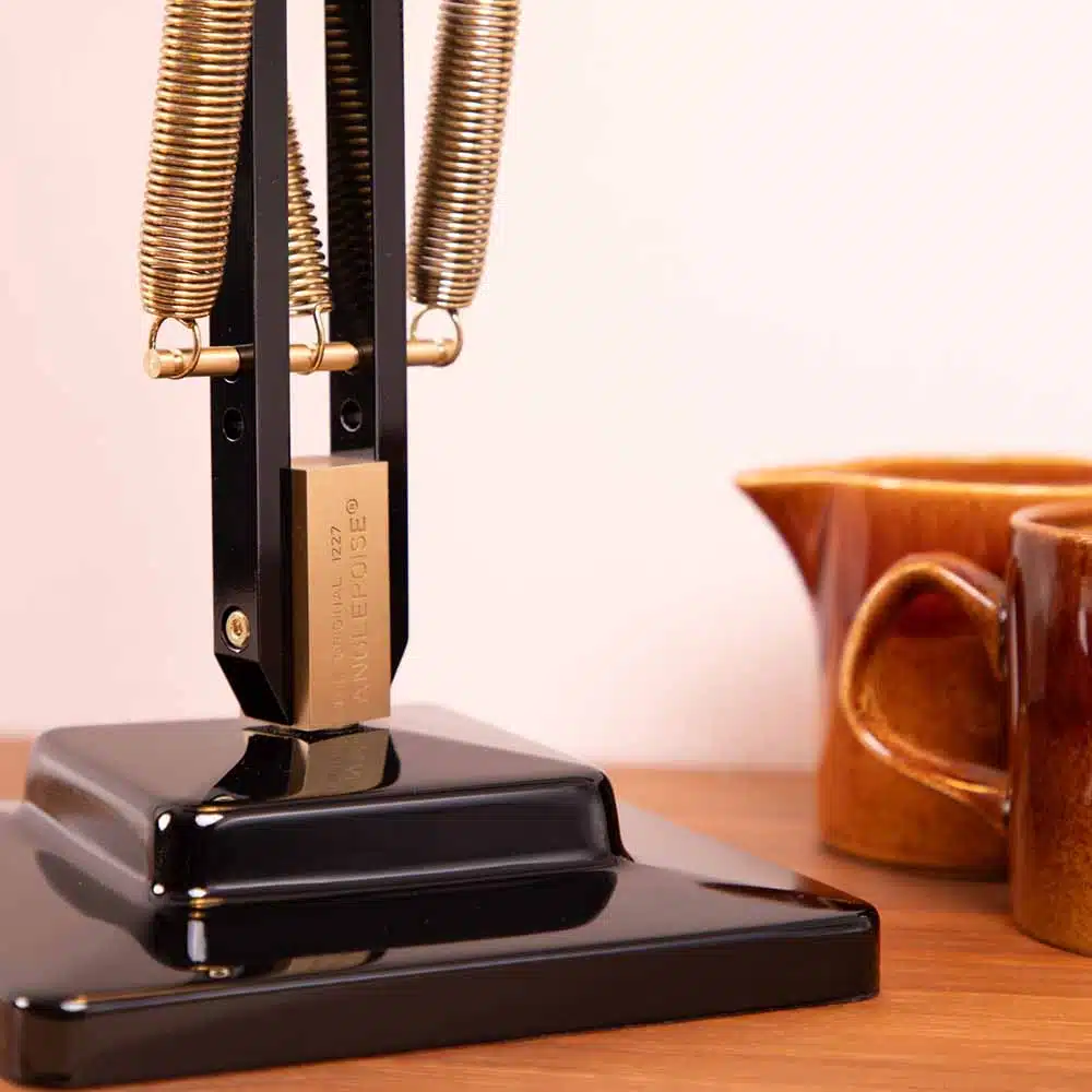 Anglepoise Light - Original 1227 Brass Desk Lamp Jet Black - Jet Black Finish - Aluminium Shade