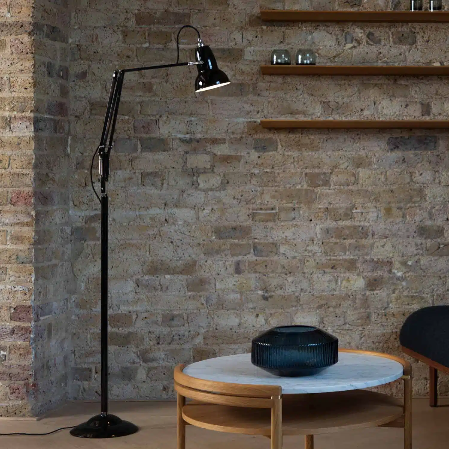 Anglepoise Light - Original 1227 Floor Lamp Jet Black - Jet Black Finish - Aluminium Shade