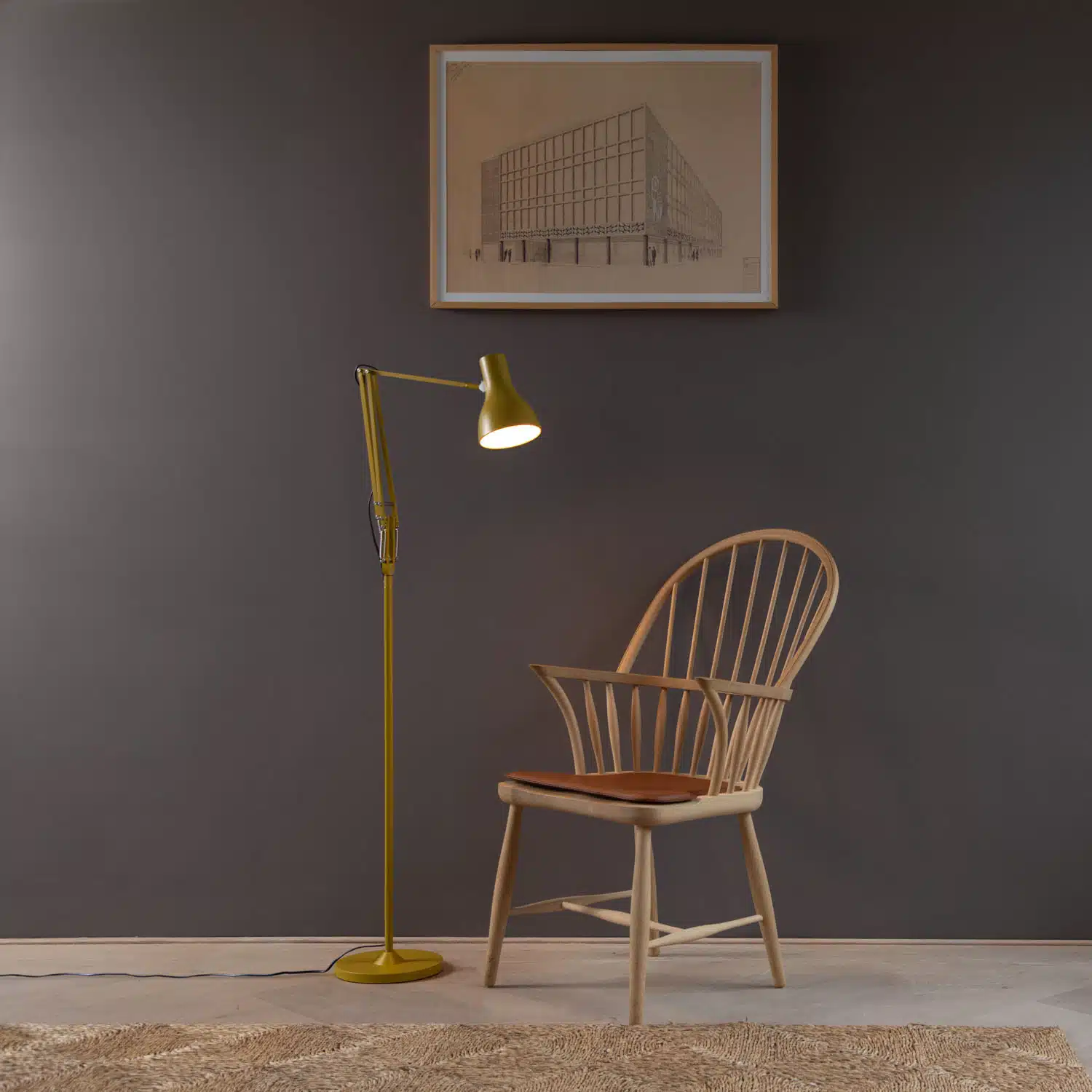 Anglepoise Light - Type 75 Floor Lamp Margaret Howell Edition Yellow Ochre - Yellow Ochre Finish - Arms and  Aluminium Shade