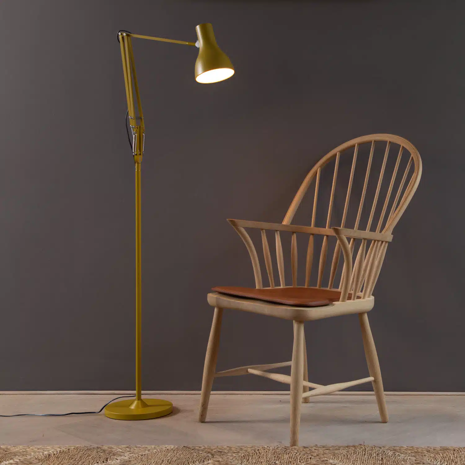 Anglepoise Light - Type 75 Floor Lamp Margaret Howell Edition Yellow Ochre - Yellow Ochre Finish - Arms and  Aluminium Shade