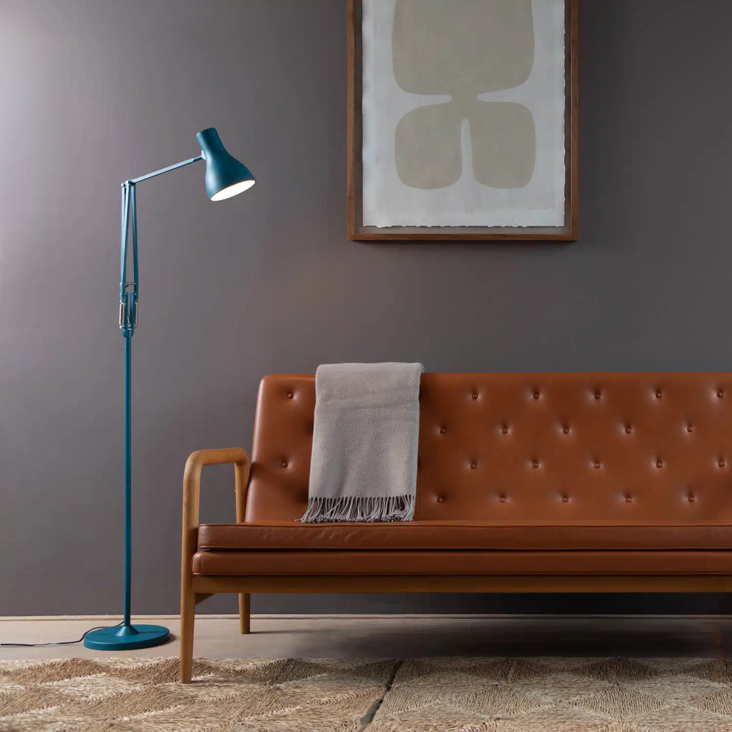 Anglepoise Light - Type 75 Floor Lamp Margaret Howell Edition Saxon Blue - Saxon Blue Finish - Arms and  Aluminium Shade