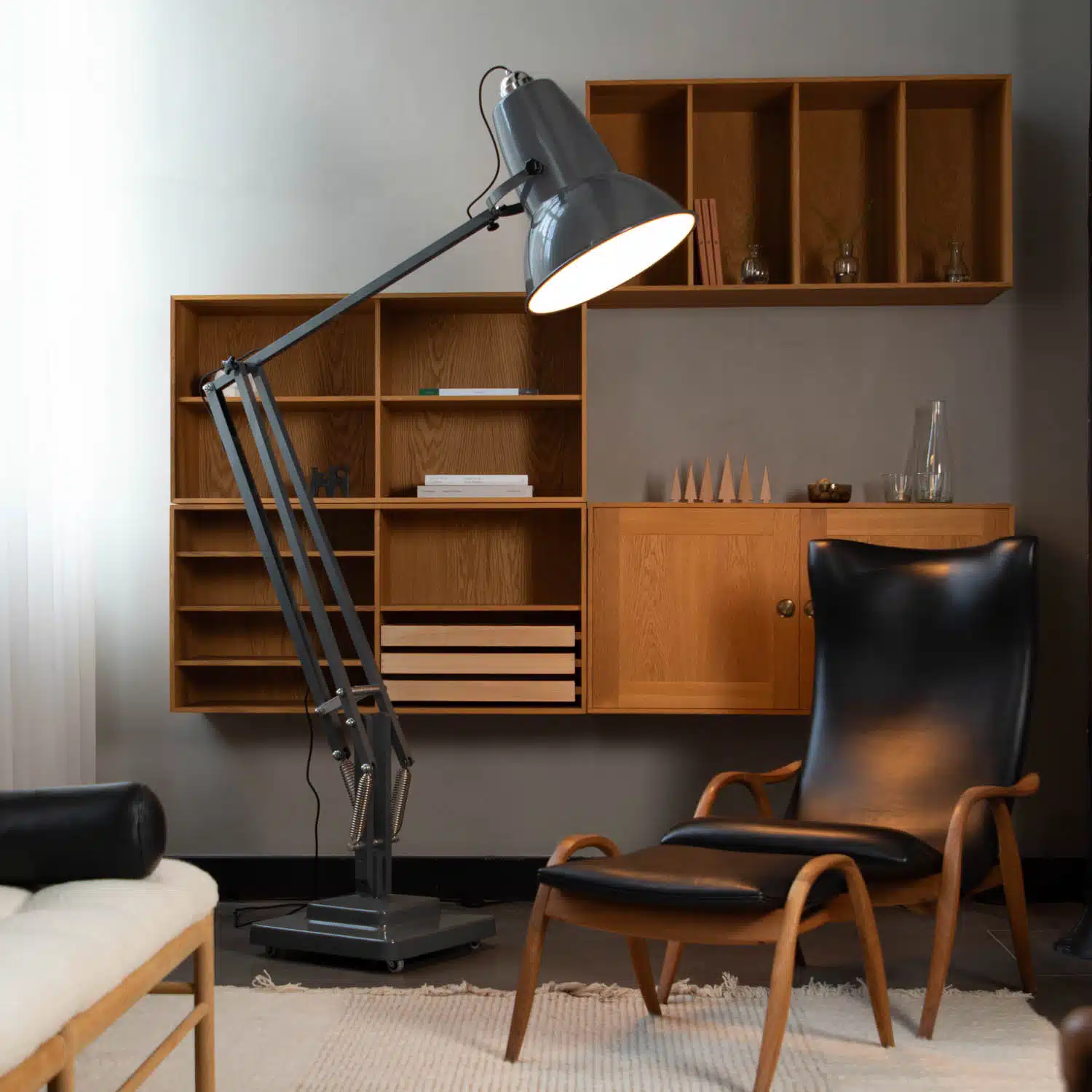 Anglepoise Light - Original 1227 Giant Floor Lamp Slate Grey - Slate Grey Finish - Aluminium Fork Block Shade