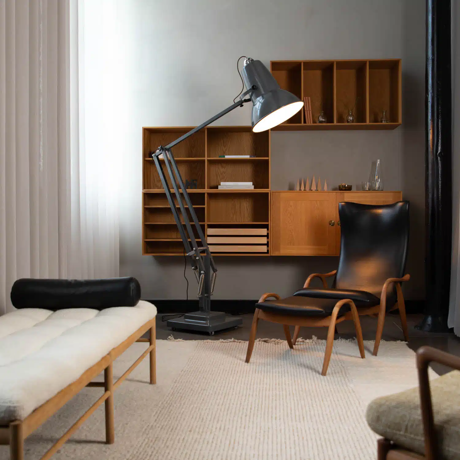 Anglepoise Light - Original 1227 Giant Floor Lamp Slate Grey - Slate Grey Finish - Aluminium Fork Block Shade