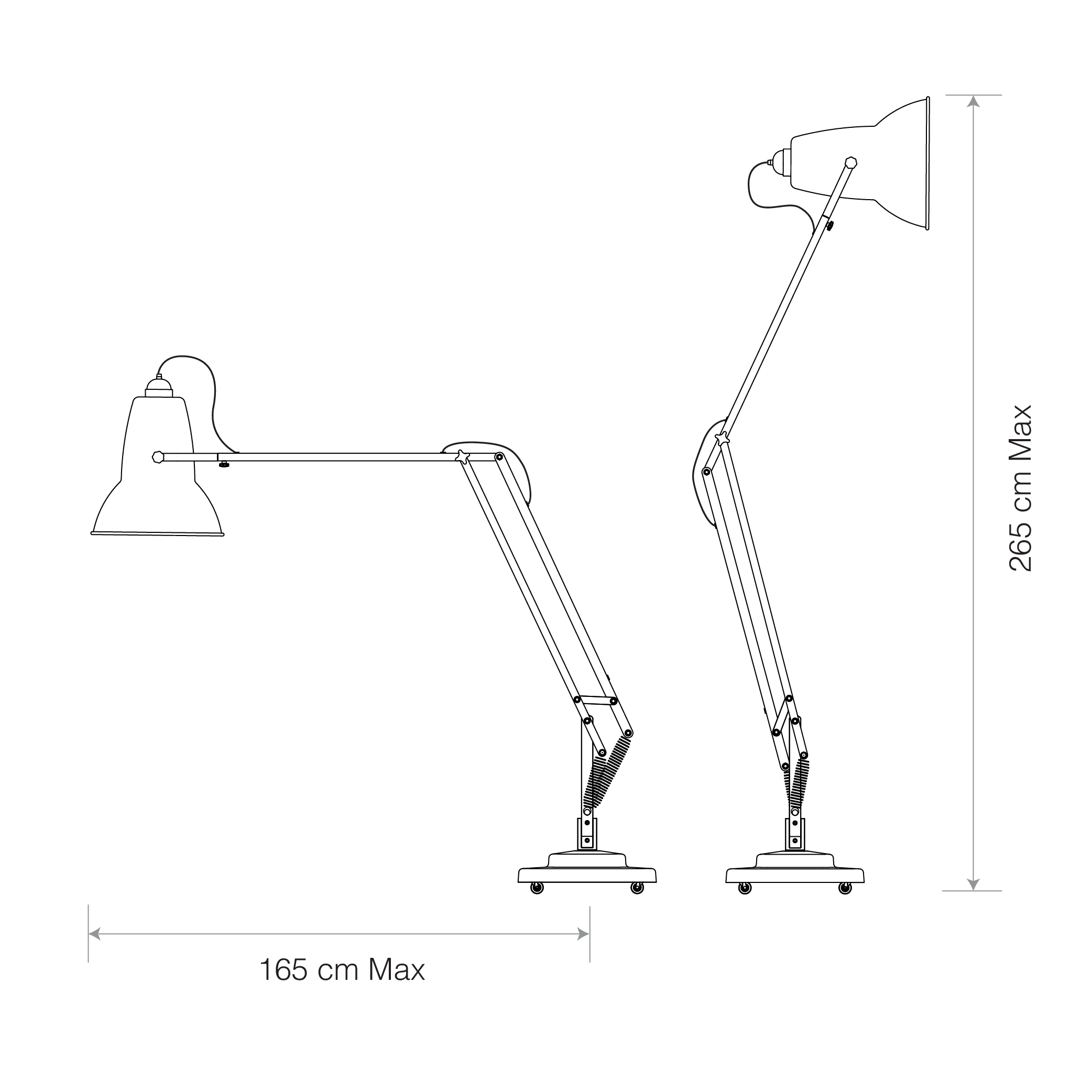 Anglepoise Light - Original 1227 Giant Floor Lamp Jet Black - Jet Black Finish - Aluminium Fork Block Shade