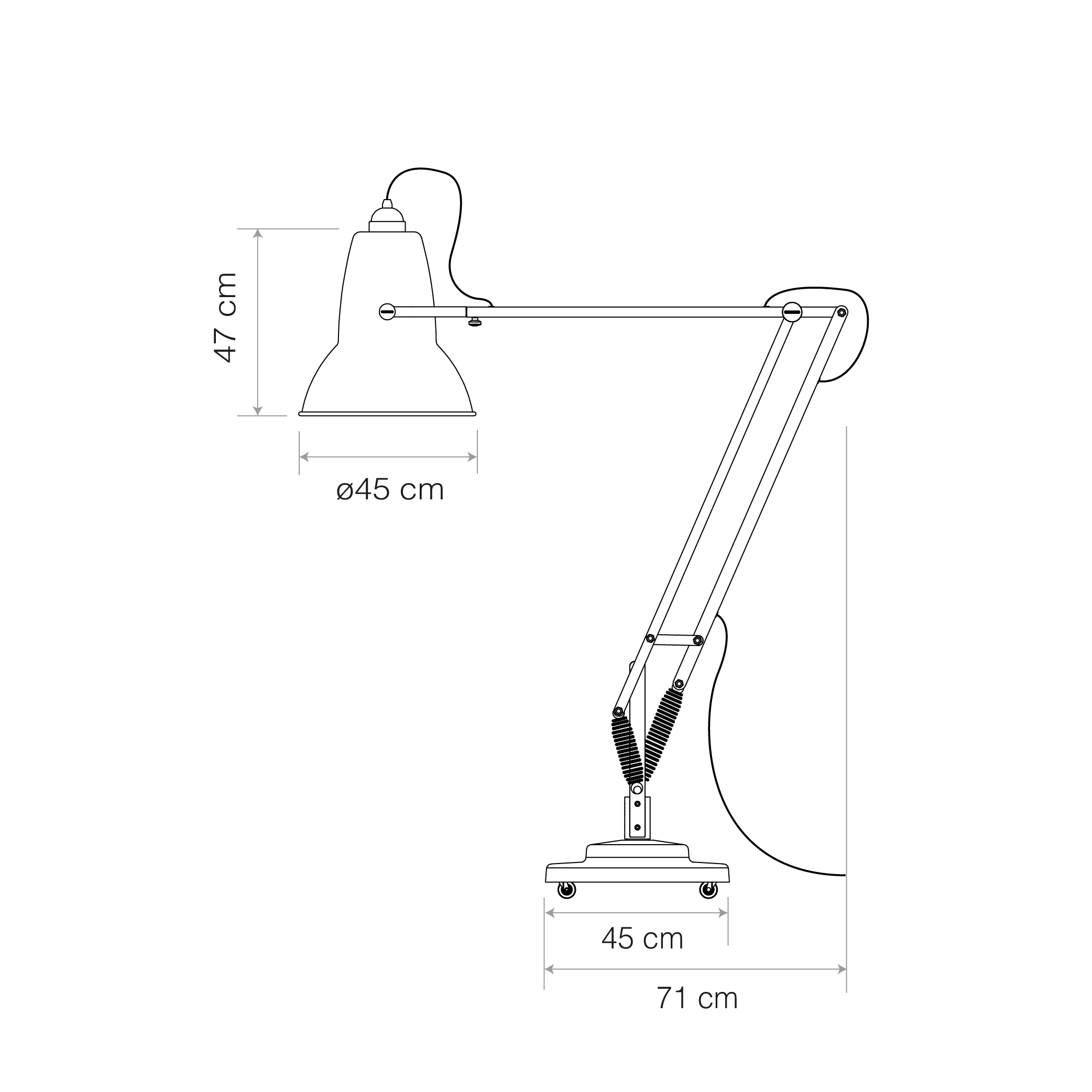 Anglepoise Light - Original 1227 Giant Floor Lamp Jet Black - Jet Black Finish - Aluminium Fork Block Shade