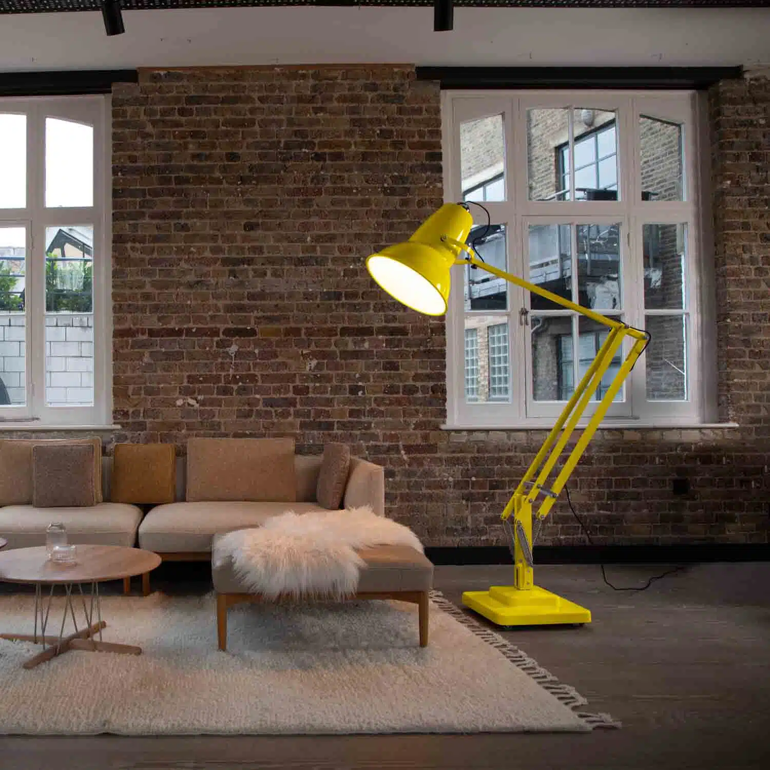 Anglepoise Light - Original 1227 Giant Floor Lamp Citrus Yellow - Citrus Yellow Finish - Aluminium Fork Block Shade