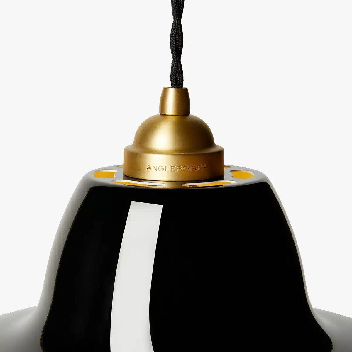 Anglepoise Light - Original 1227 Midi Wide Brass Pendant Jet Black - Jet Black Finish - Steel Shade